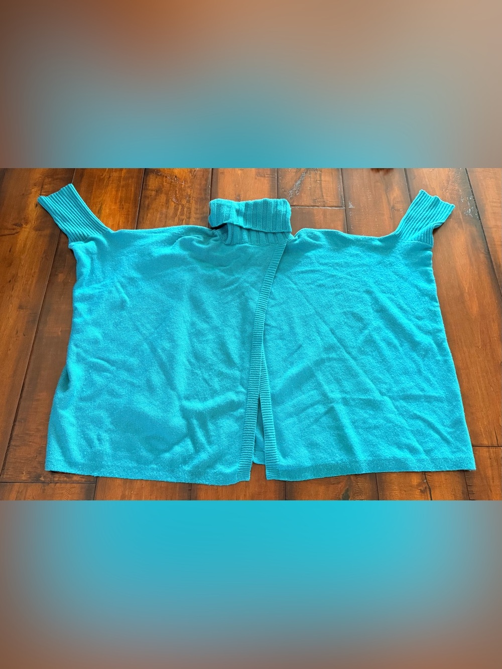 Diane Von Furstenberg Bright Teal Turtleneck Poncho Sweater
